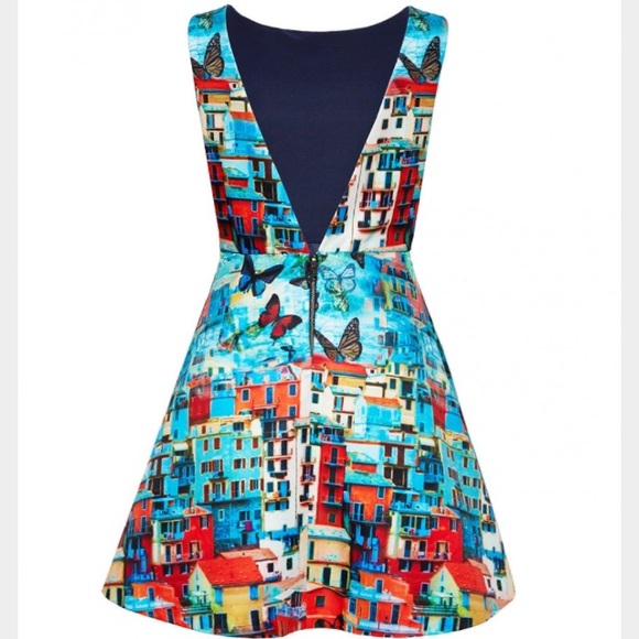 Alice and Olivia butterfly double pleated structured dress - Picture 2 of 4